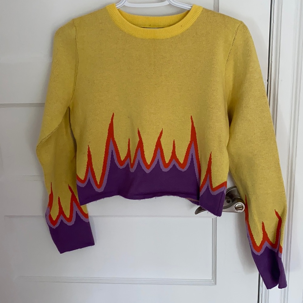 Yellow Tic Toc flame sweater